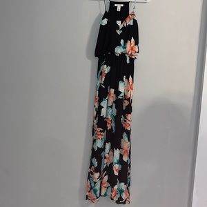 Floral tank top dress with slit
